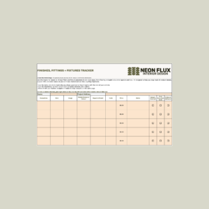 11 Finishes, Fittings and Fixtures Tracker