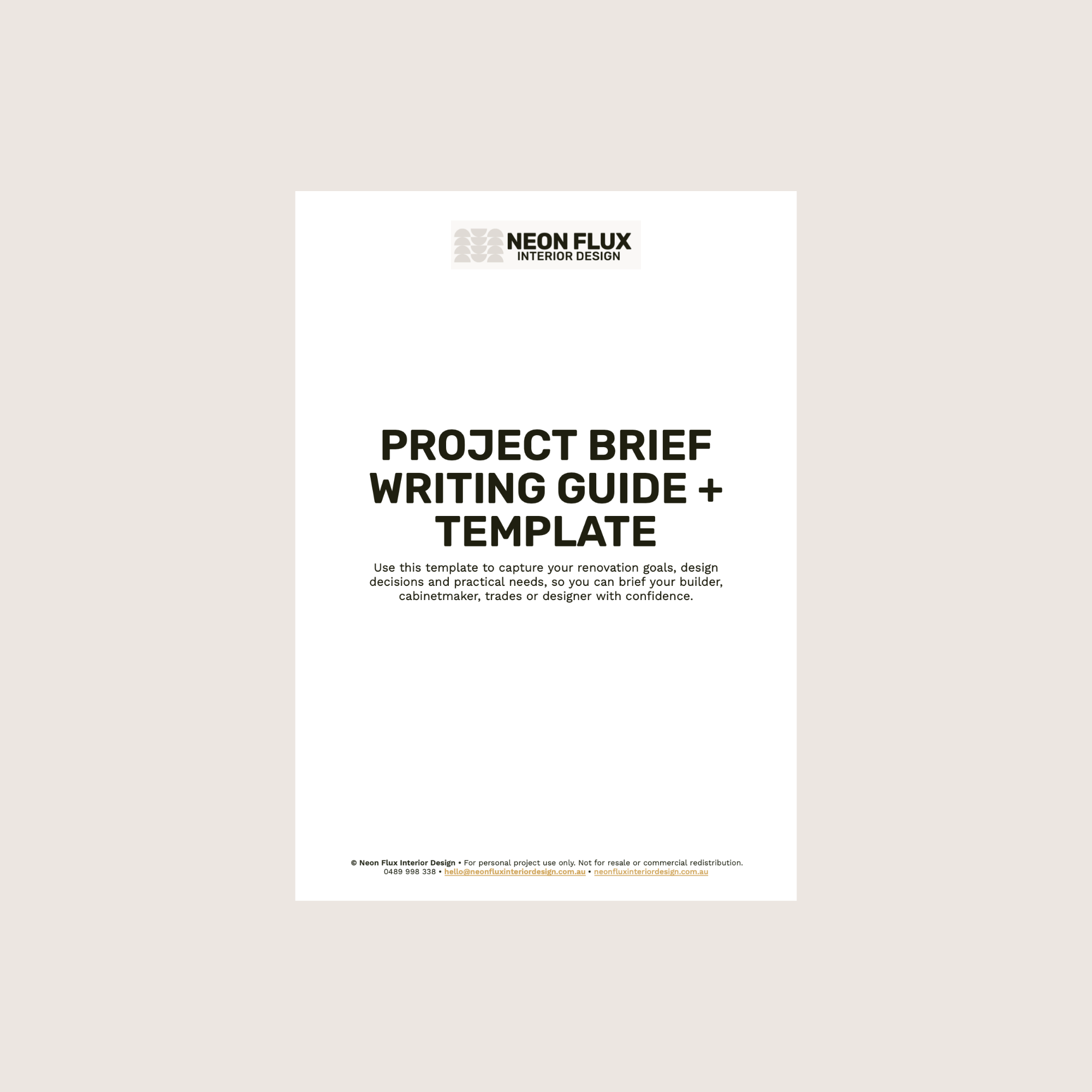 Brief Guide Project Brief Writing Guide + Template • Neon Flux Interior Design