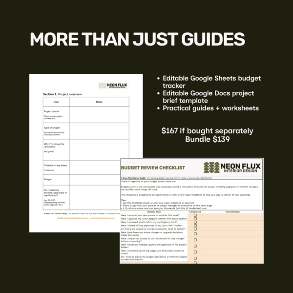 17 Renovation planning tools including an editable budget tracker and project brief template